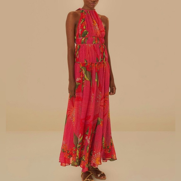 FARM RIO PIETRA FLORAL SLEEVELESS MAXI DRESS
